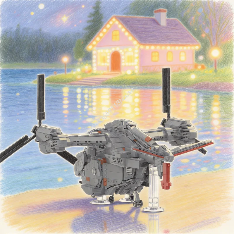 2386 Teile MOC Vertibird Minifig Maßstabsmodell Bausteine Architektur-Spielzeug Weihnachtsgeschenke DIY-Idee Bildungs-Bausteine für Kinder