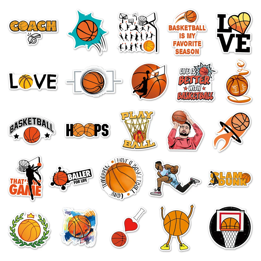 10/30/50PCS Basketball Graffiti Waterproof Sticker Sports Personality DIY Refrigerator Skateboard Water Cup GuitarTrendWholesale