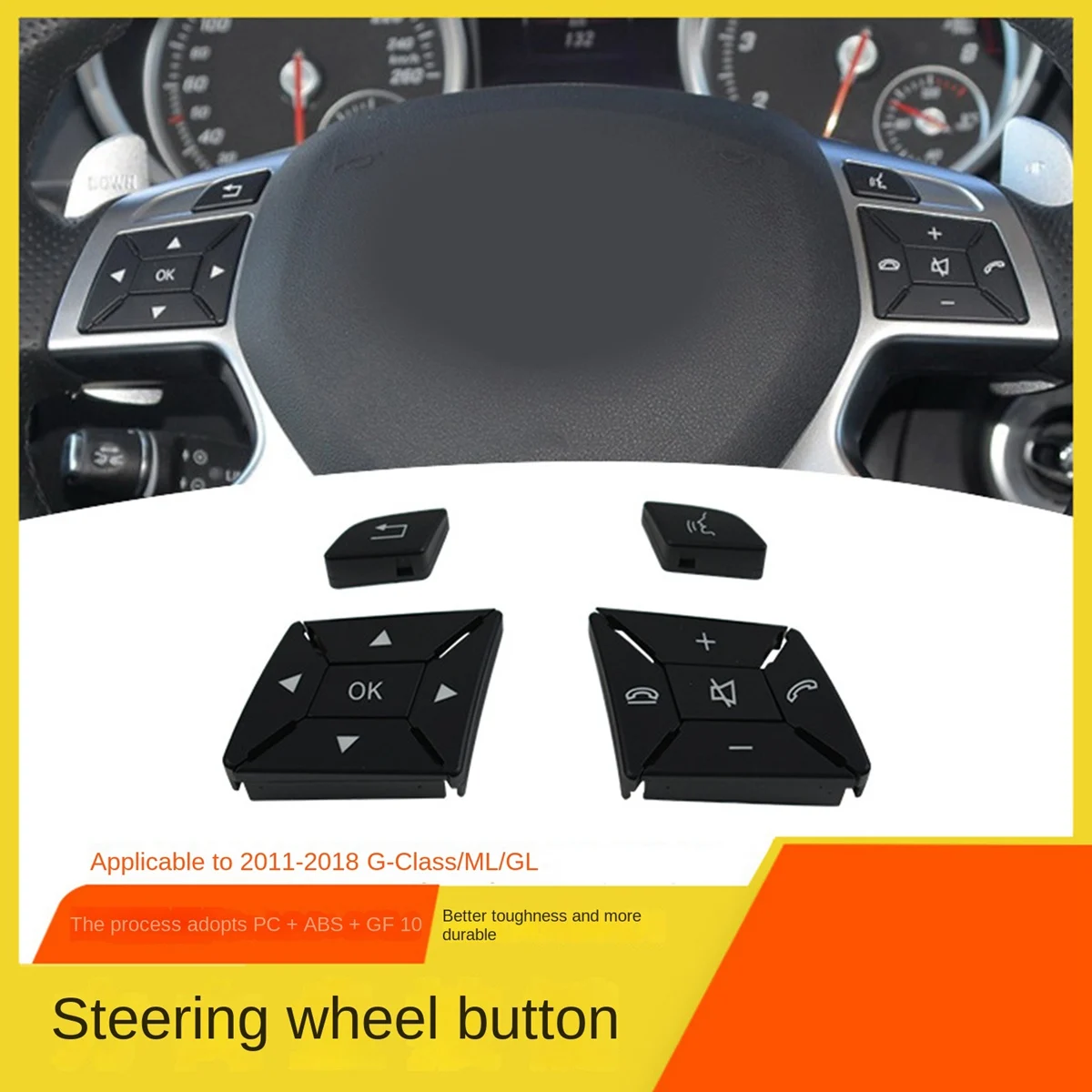 Car Multifunction Steering Wheel Button Trim Cover for Mercedes-Benz G-Class W463 ML-Class GL-Class W166 2013-2015