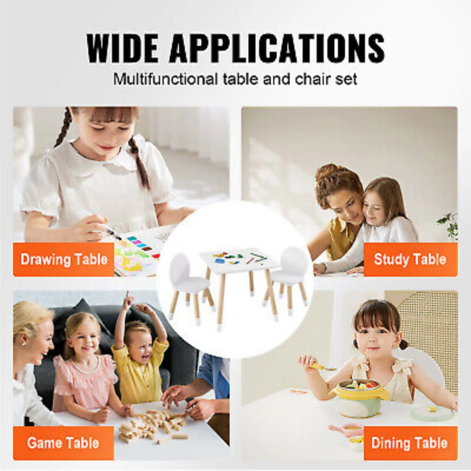 US Kids Table and 2 Chairs Set Kids Craft and Play Table Drawing Reading