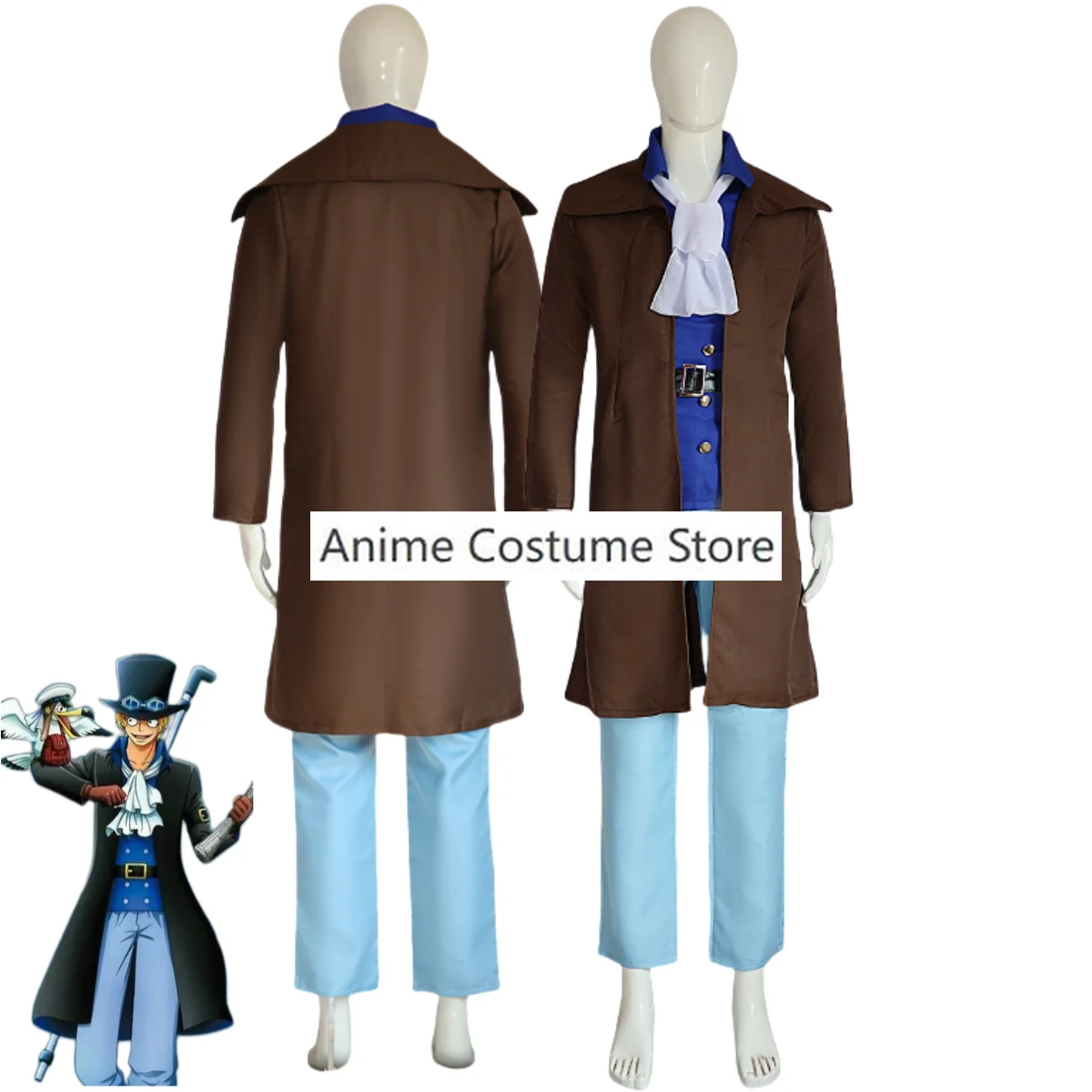 Anime East Blue Sabo Cosplay Costume Halloween Black Trench Shirt Pants for Adult Man Woman Carnival Party Outfit Suit