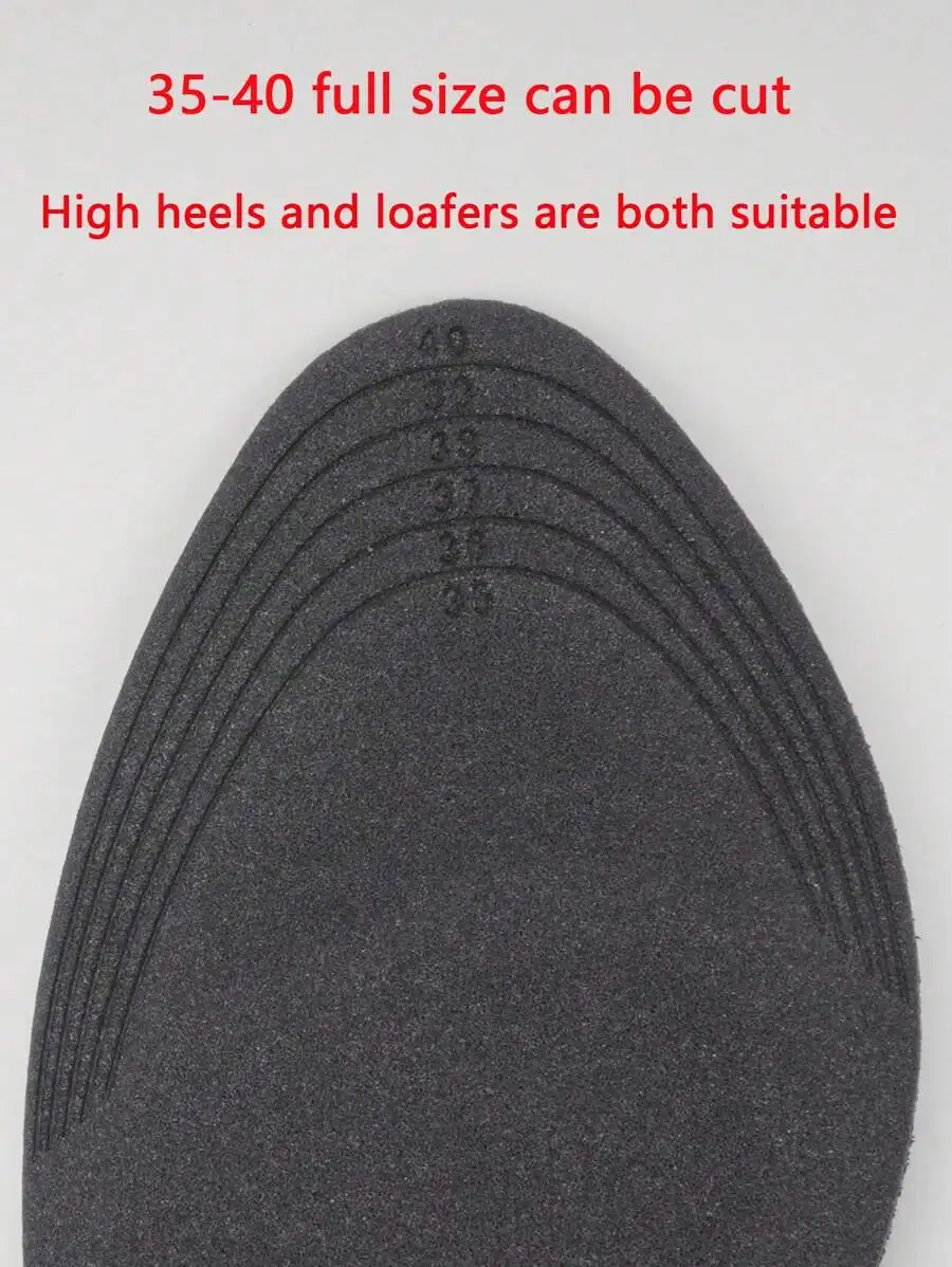 

1 пара черных стельок для обуви на высоком каблуке, лоферов, спортивной обуви, мягкие амортизирующие стельки, размер 35-40