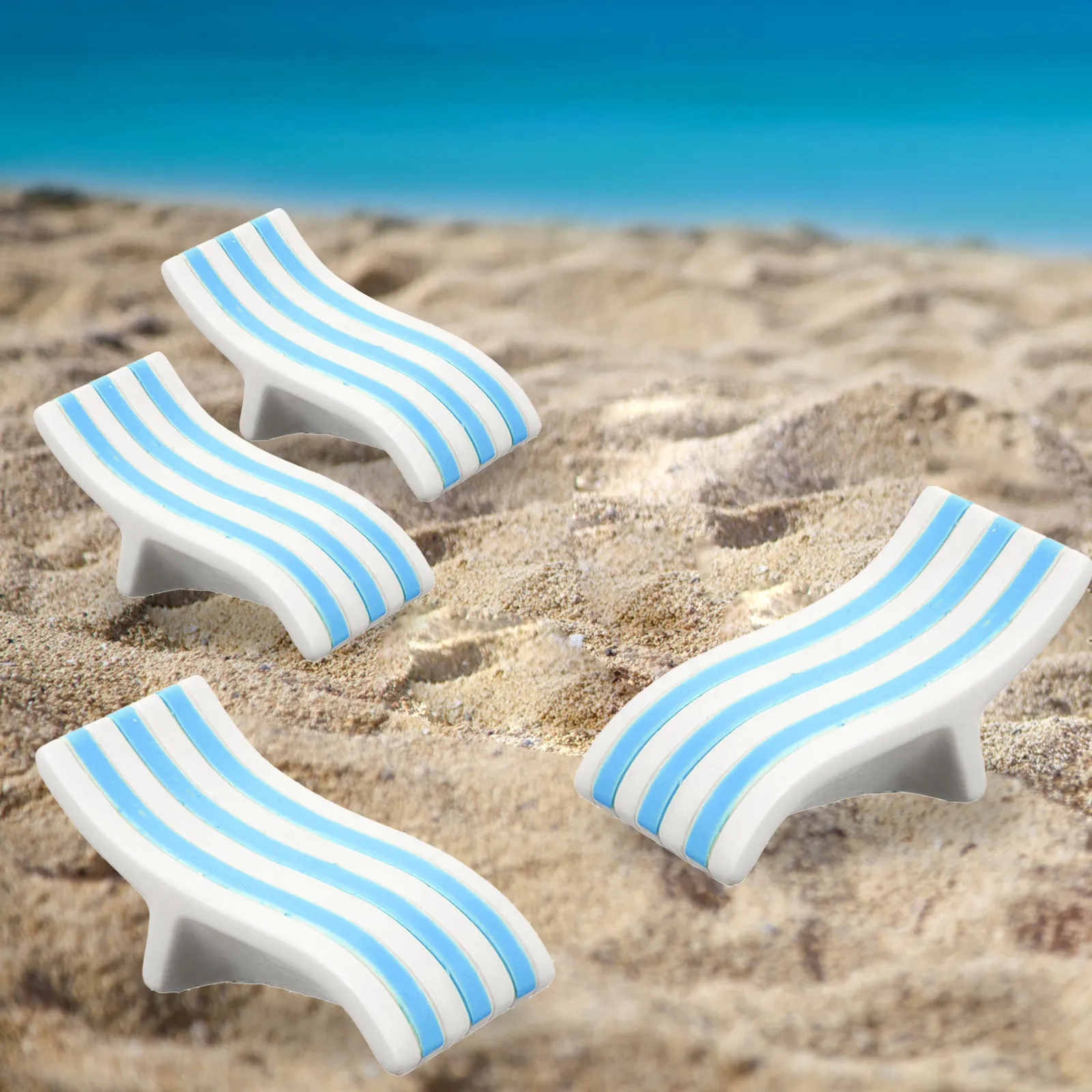 

6Pcs Highly Simulated Miniature Beach Chair Resin Dollhouse Accessories for Tiny House Decoration Mini Furniture Craft Ornament