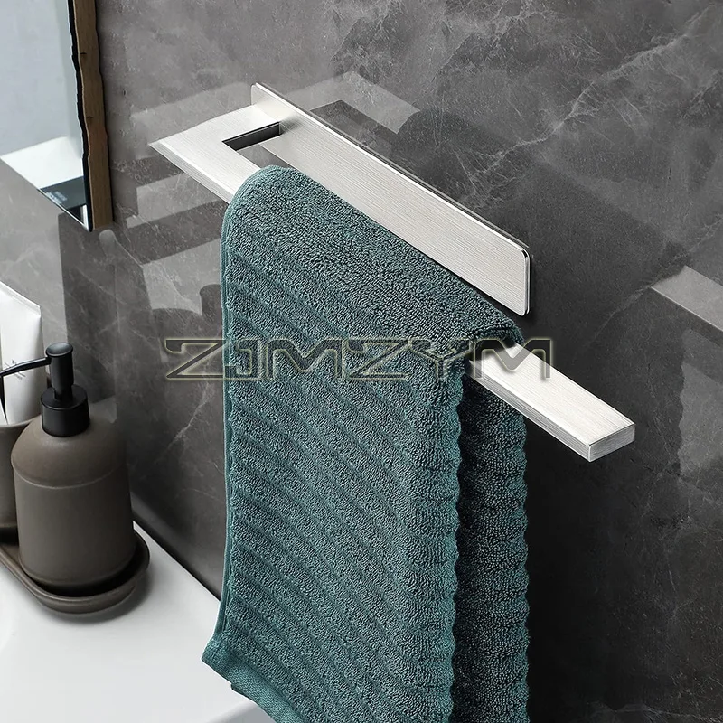 Stainless Steel Towel Rack - Self Adhesive No Punch Towel Rack 39Cm Black Bathroom Toilet Towel Rack