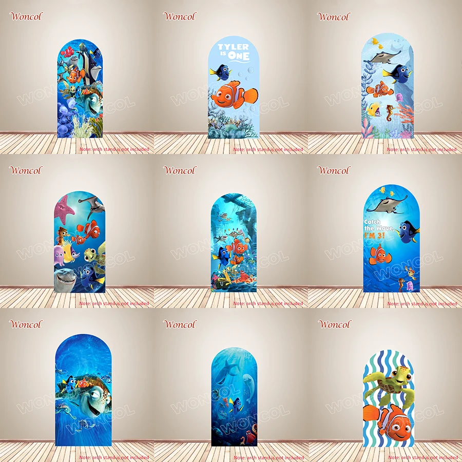 العثور على غطاء قوس نيمو عيد ميلاد الطفل استحمام الطفل خلفية مخصصة البوليستر على الوجهين مارلين بروس دوري بخ غطاء قوس #1