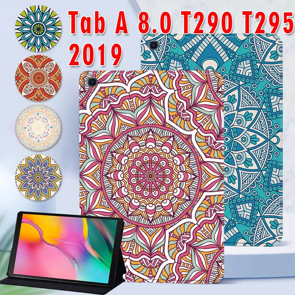 

Mandala Pattern Case For Samsung Galaxy Tab A T290 T295 2019 8.0 Inch Leather Tablet Stand Folio Cover + Free Stylus