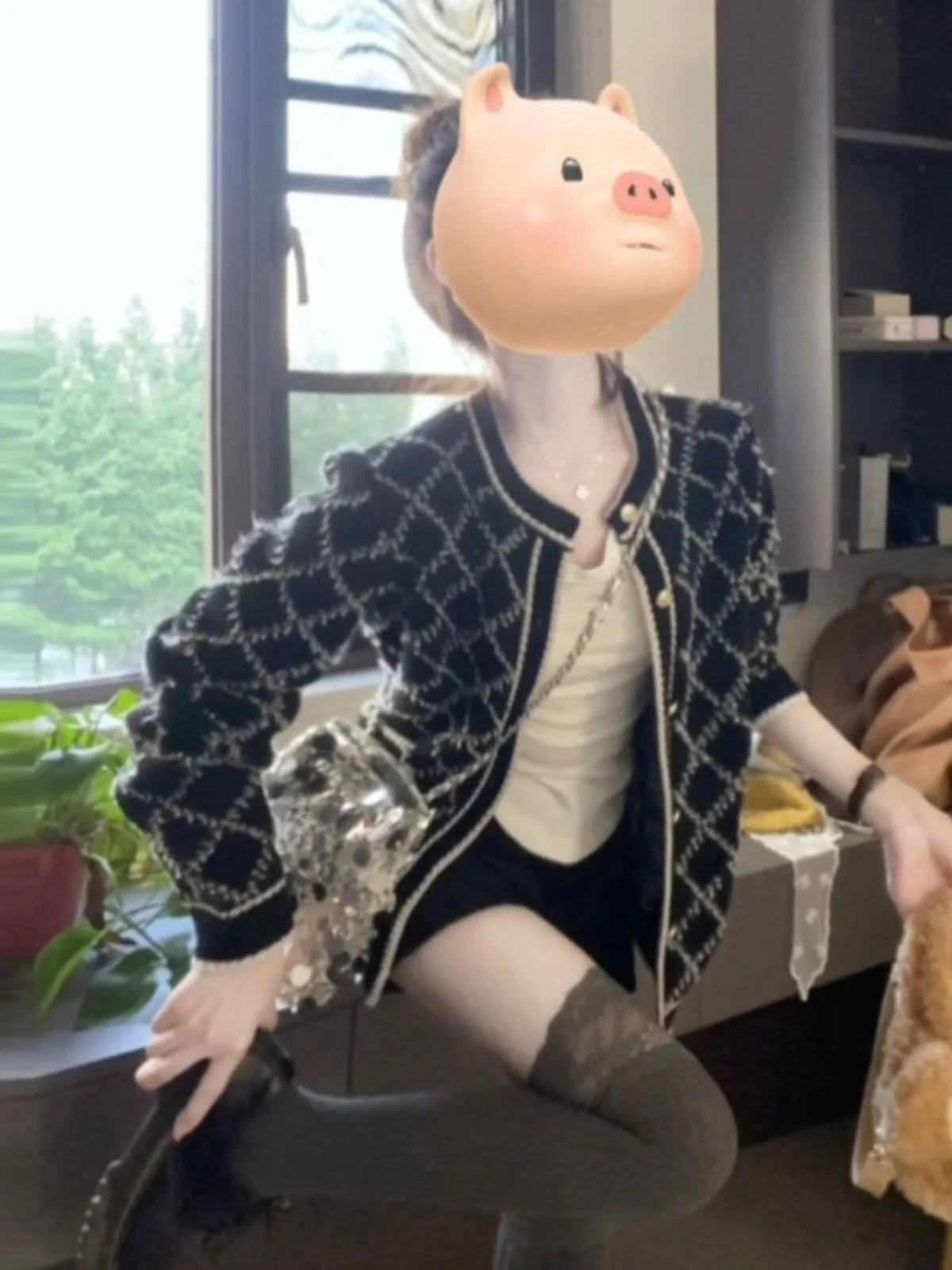 

Chic Korean Sle Women's Knitted irt Spring Faion Trend Unique Design ort Outerwear Ele Sensation Long Sve roun...