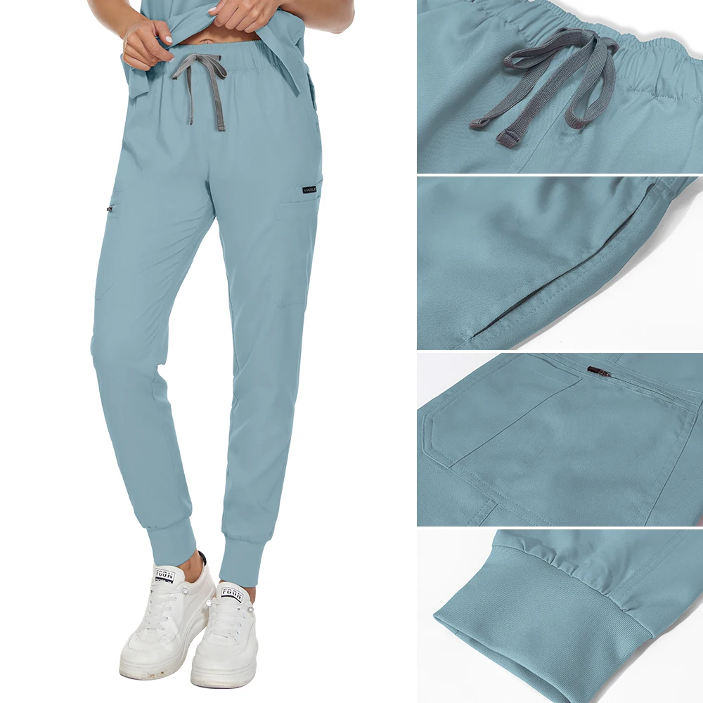 Elastic Waist Hospital Pants Nursing Scrub Pants Pet Grooming Veterinary Work Bottom Drawstring Jogger Leg Dentist Surgery Pants