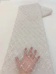 African Lace Fabric 2025 Sequins Beaded Embroidery Groom Nigerian Bridal High Quality French Tulle Lace Fabric For Wedding Party