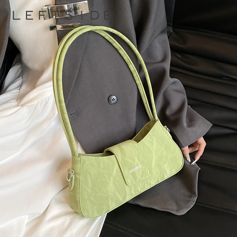 Green Small Cute PU Leather Shoulder Bag Lady Handbags and Purses Women 2024 Y2K Korean Fashion Solid Color Crossbody Bag