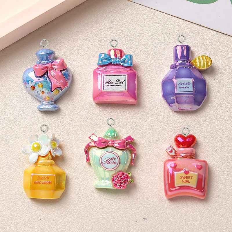 10/12pcs European Perfume Bottle Resin Charms Flatback Cartoon Cute Pendant For Earring Bag Keychains Jewelry Making