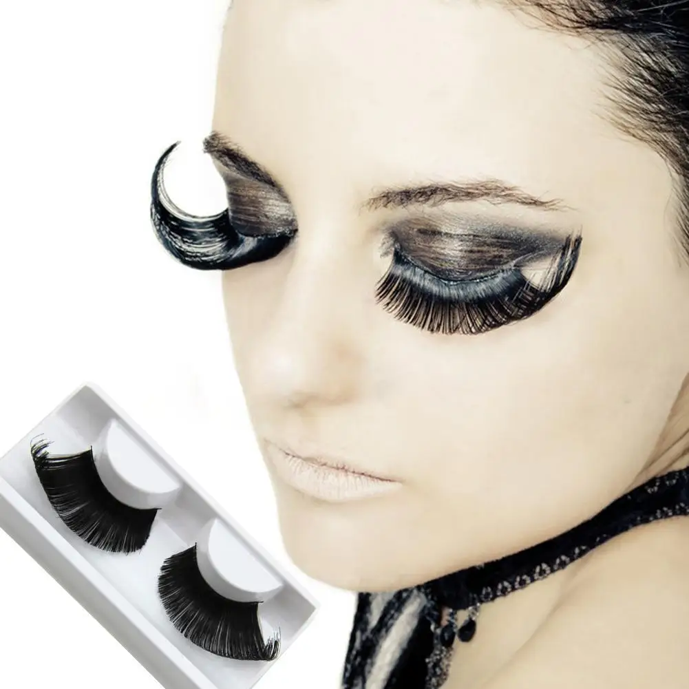 1Pair Black Makeup Eyes Lash New Exaggeration False Make Women Stage Christmas Eyelashes Beauty Up Party