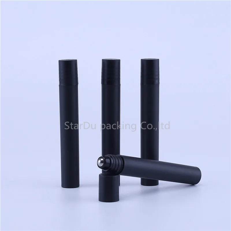 6pcs 10ml Black Antiperspirant Bottle With Plastic Bead, Black Roll On Bottle, Deodorant Bottle, Perfume Roll On Bottle