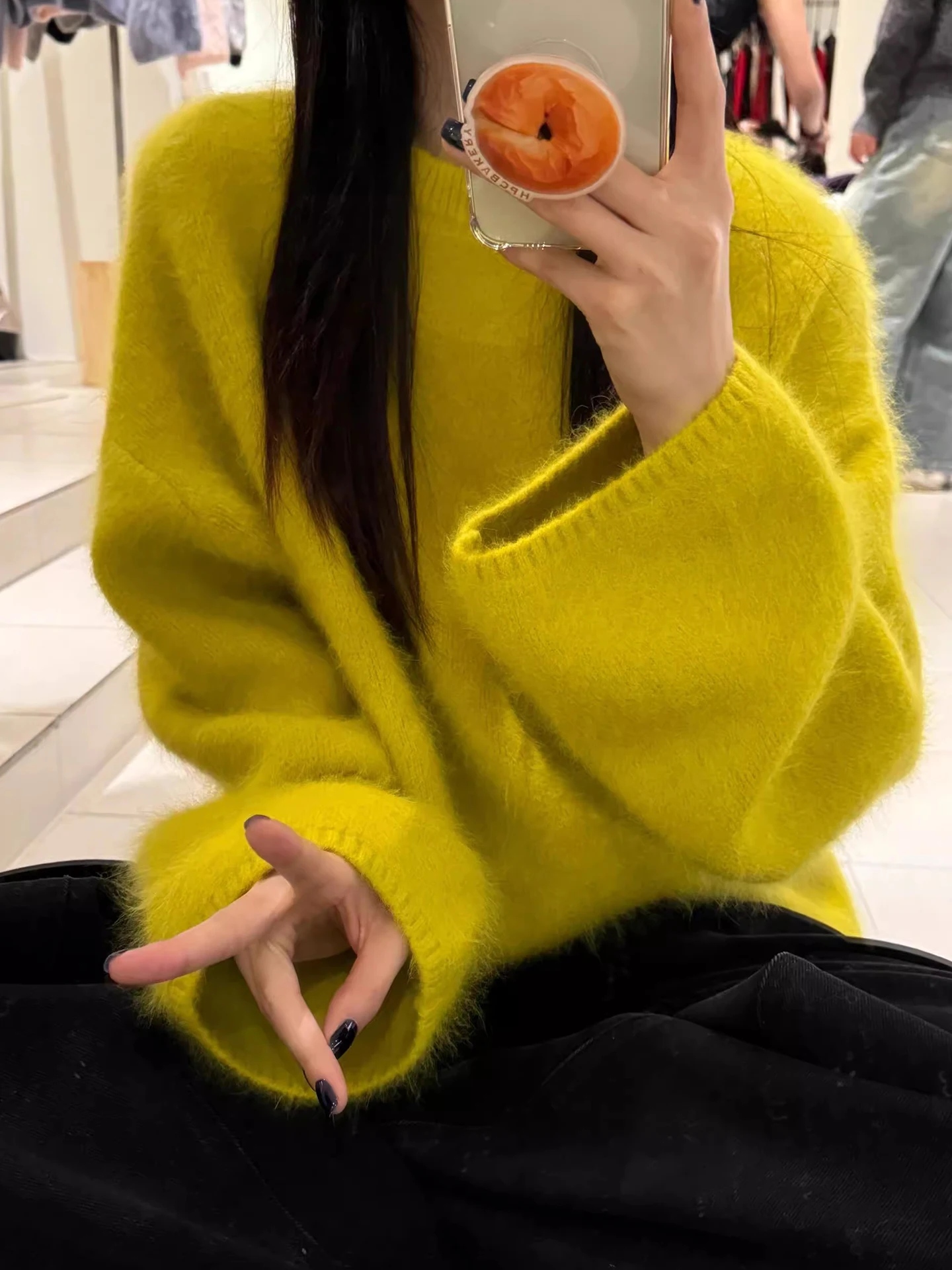 

Женский длинный вязаный свитер Sve, мягкий, уютный, свободный, повседневный, зимний, новый, Fufu, молочно-белый цвет, для поездок на работу, круглый топ