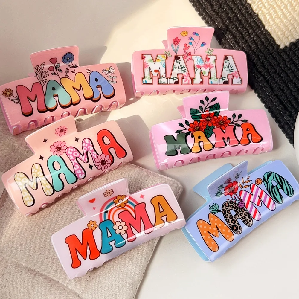 

MAMA большой квадратный акриловый зажим для волос для женщин цветочный Радужный зажим в виде акулы стильный аксессуар для волос