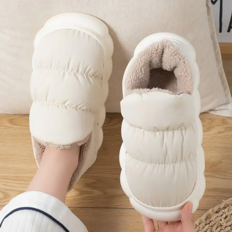 

Indoor ​Women's Winter Waterproof Fleece Lined Thick Sole Cotton Slippers Closed Heel Super Soft Indoor Home Shoes​