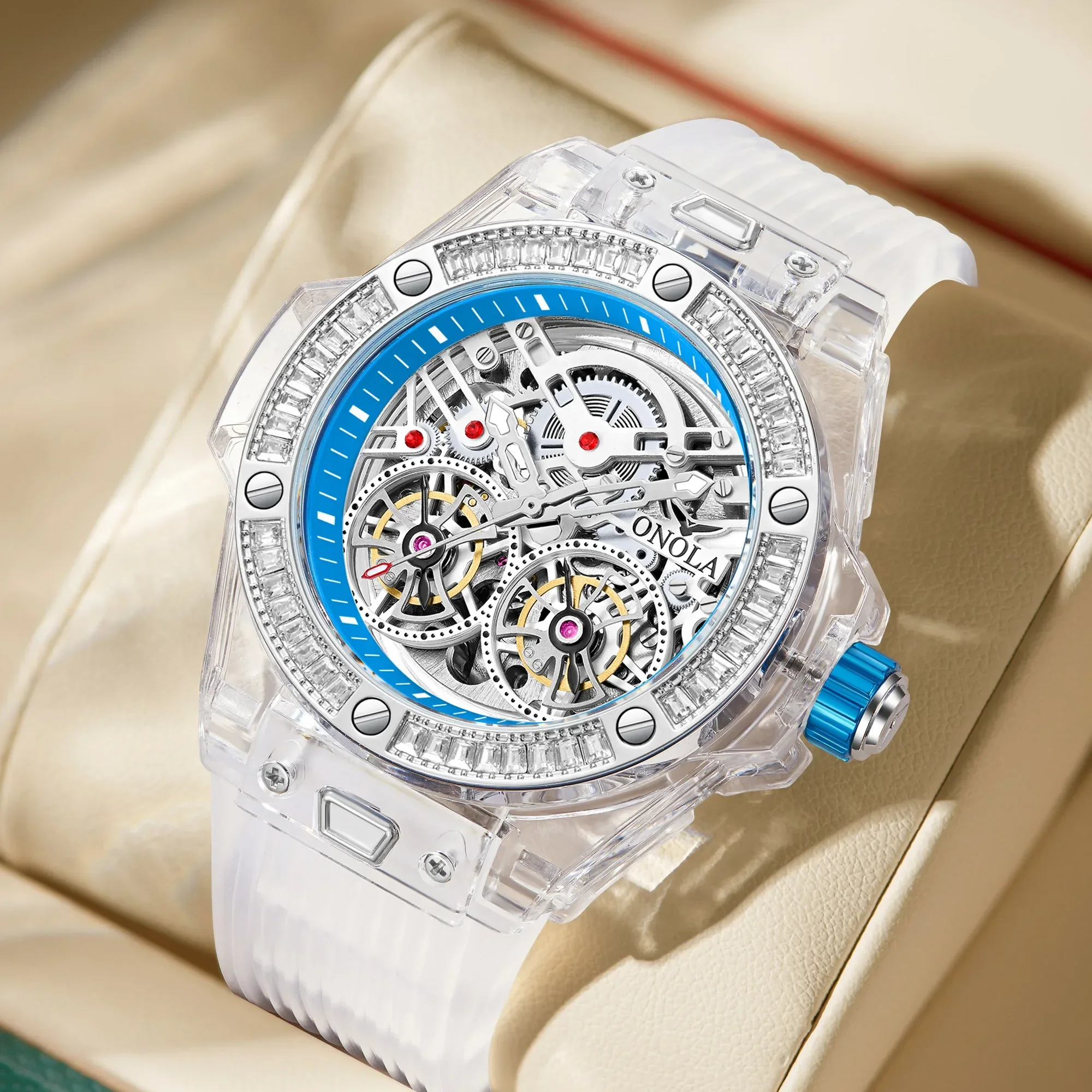 ONOLA 3835D Luxury Hollow Out Fully Automatic Movement Men's Watch Mechanical Tourbillon Watches Automatic Relogios Masculino