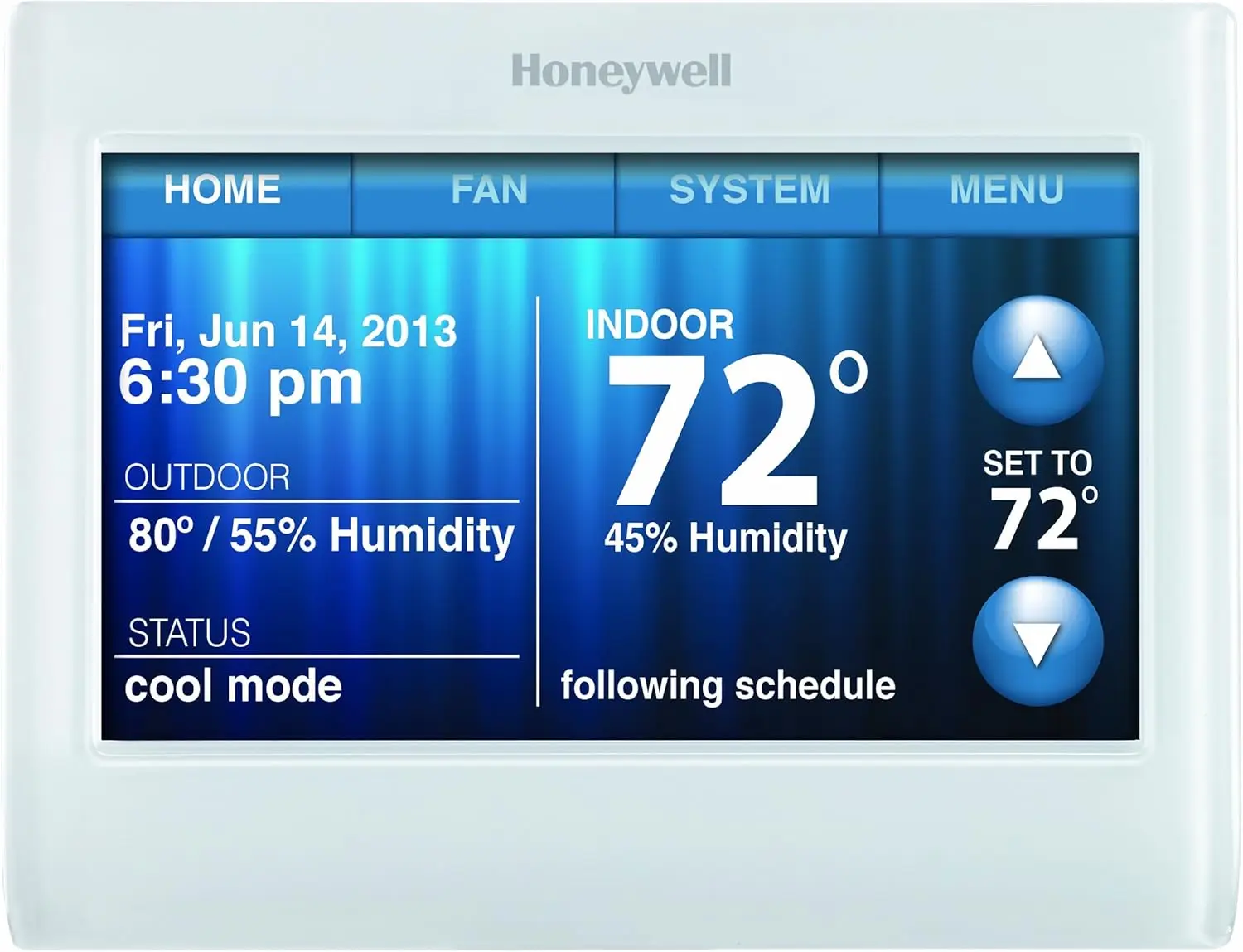 TH9320WF5003 Wi-Fi 9000 Color Touch Screen Programmable Thermostat, 3.5 x 4.5 Inch, White, 'Requires C Wire