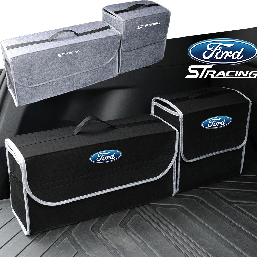 Caixa Organizadora de Feltro para Porta-Malas de Carro, Bolsa de Armazenamento Dobrável, Ferramenta de Organização de Bagagens para Ford Fiesta, Mondeo, Fusion, Explorer, Escape, Edge, ST