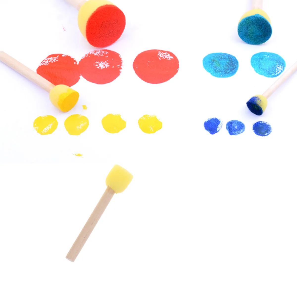 20Pcs Children Sponge Paint Brush Set Round Assorted Sizes Premium Material Handle Prevents Dirty Hands Ideal for Graffiti