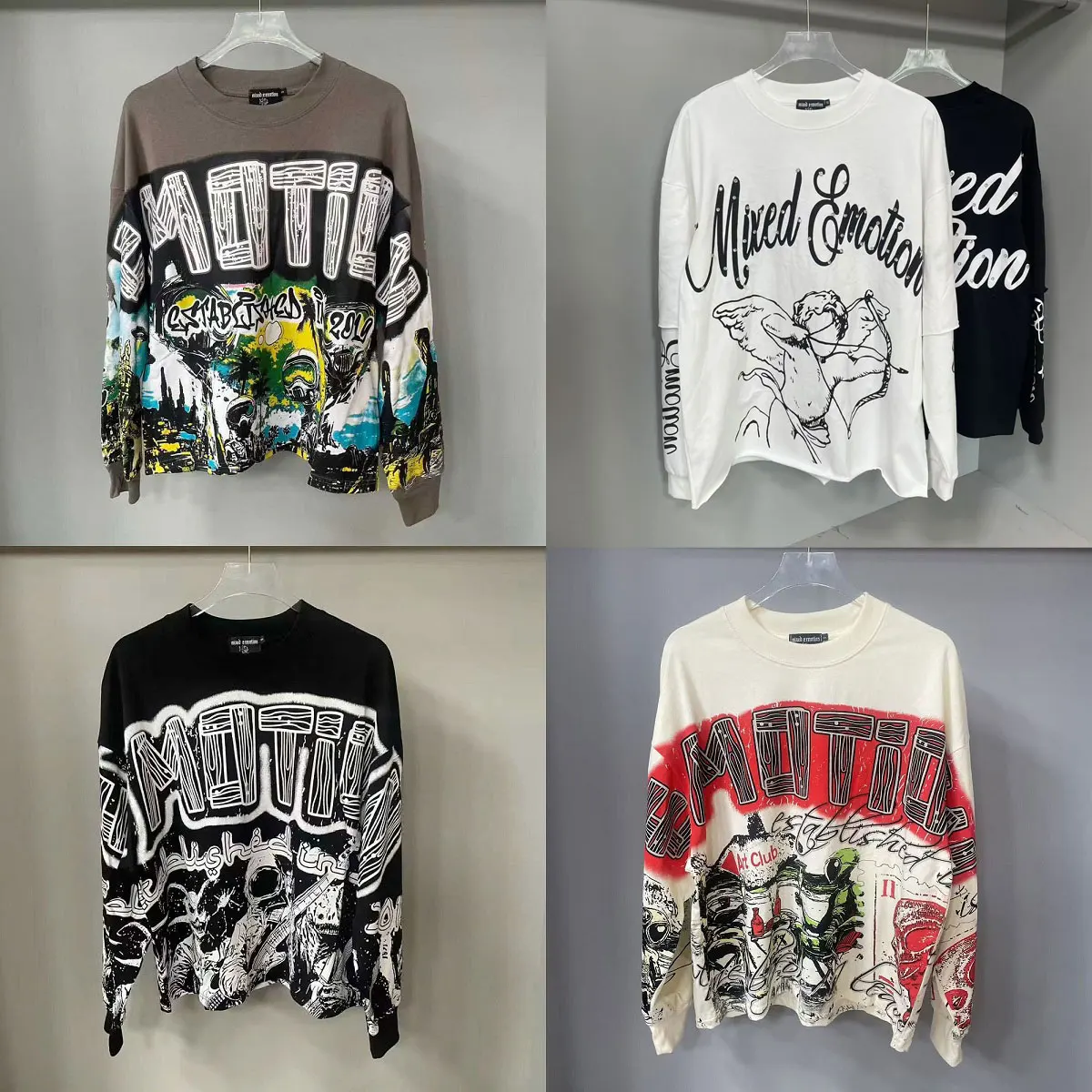 

2025 Brilliant Print Long Sleeve Tshirts for Men Women Rhinestone Crew Neck Cotton Tshirt Oversize