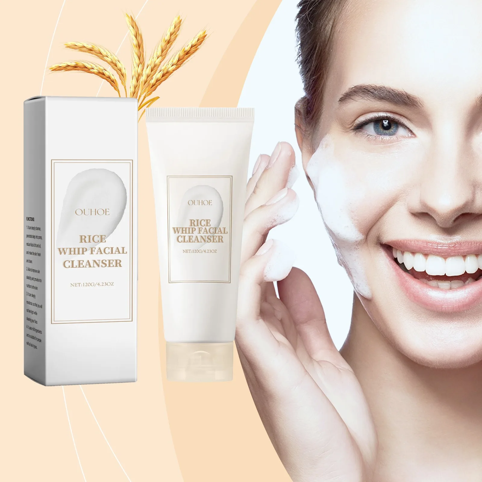 

Rice Face Wash Cleanser for Oil Control, Pore Purifying, Moisturizing, Brightening, and Soothing. Rejuvenates Skin, Reduces Pore