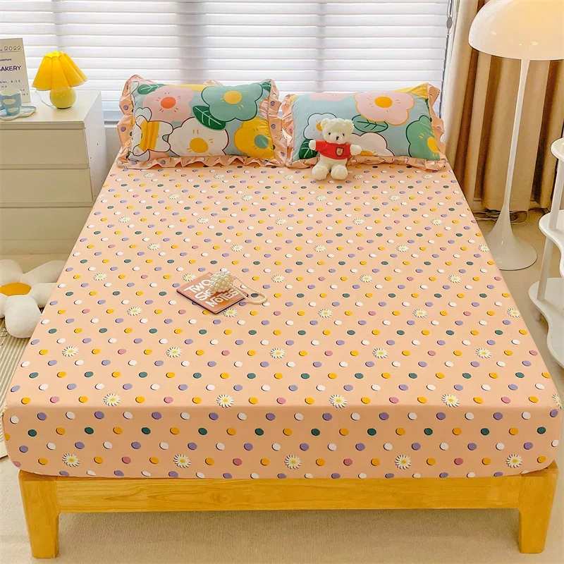 

1pc Fitted Sheet Simple Style Bed Cover Soft Bedsheet Elastic Mattress Protector Home Bed Linen sabanas para cama(No Pillowcase)