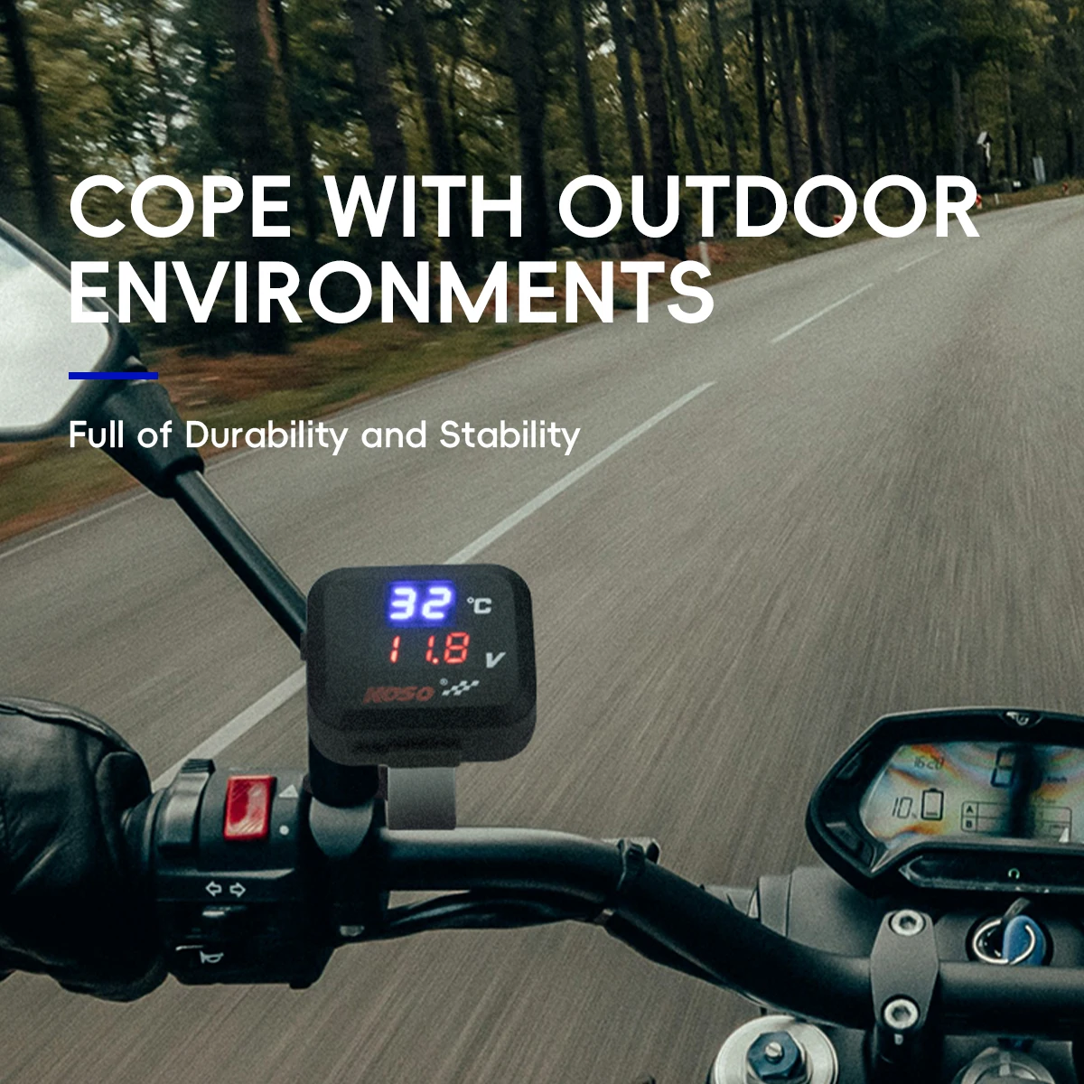 3in1 Mini Water Temperature Gauge Voltmeter Motorcycle Phone USB Charger Emergency Charging Waterproof LCD Digital Display KIT view 6