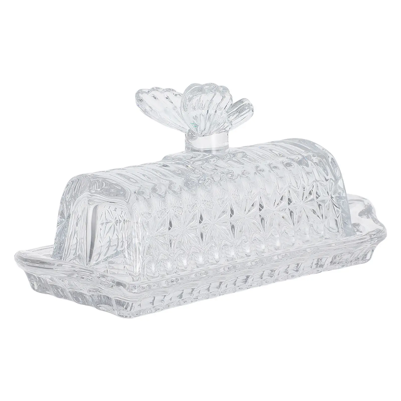 

Glass Butter Dish Covered with Lid for Countertop Refrigerator 8.3x3.2 Inch Vintage Butter Tray Cheese Container Dessert Snack