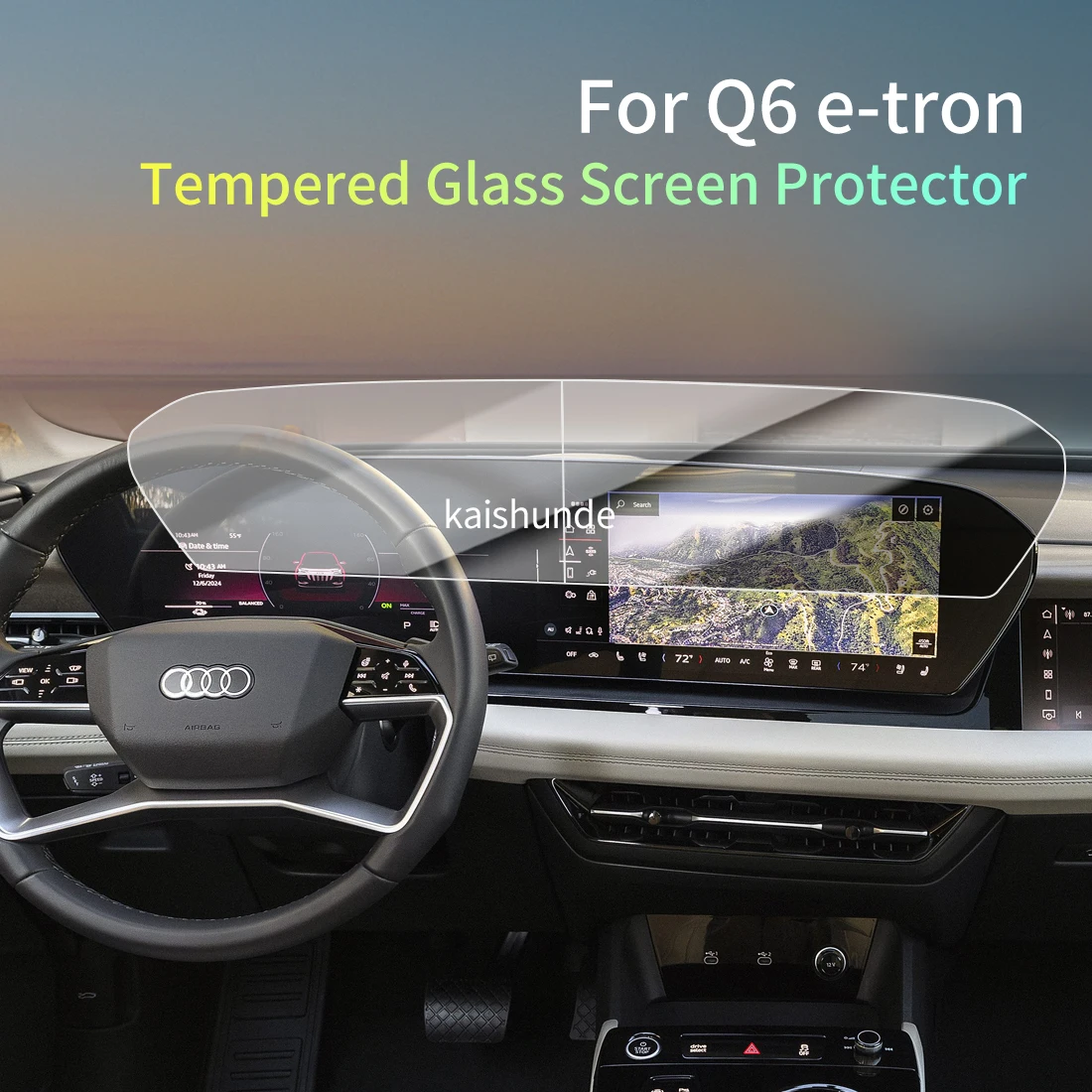 

Автомобильные наклейки, защита счетчиков для 25 Audi Q6 e-tron, защитная пленка из закаленного стекла, дисплей, навигация, автомобиль