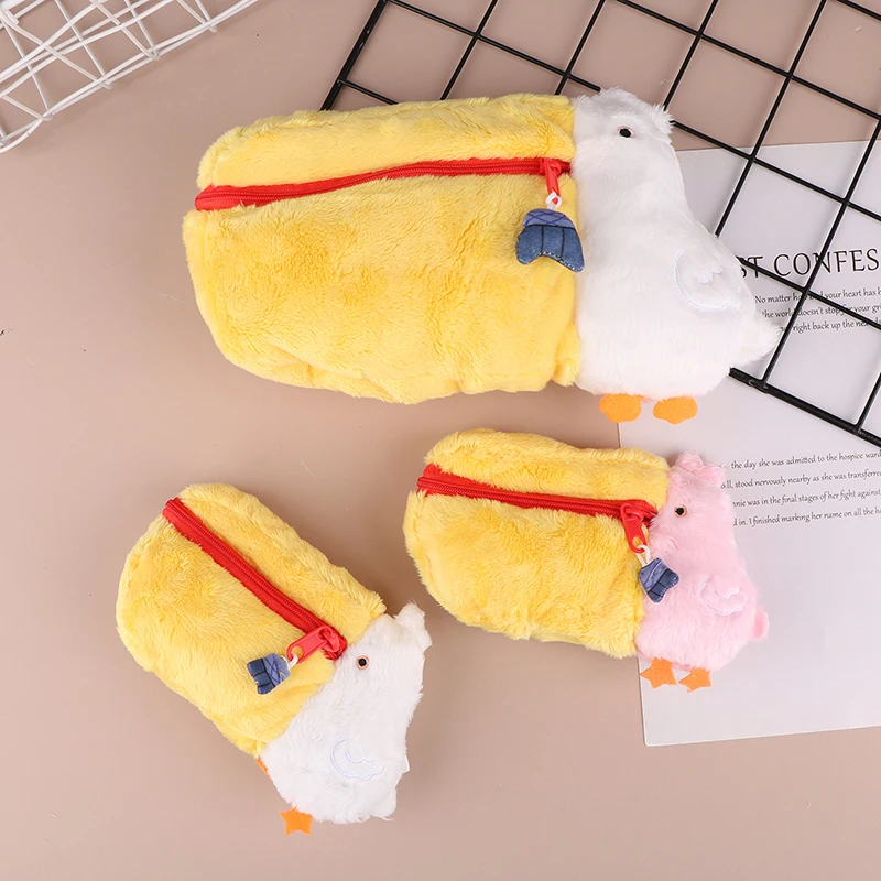 Kawaii Pelican Plush Coin Purse Bag Stuffed Animal Pencil Bag Cute Cartoon Makeup Storage Bag For Girl Kid Birthday Gifts