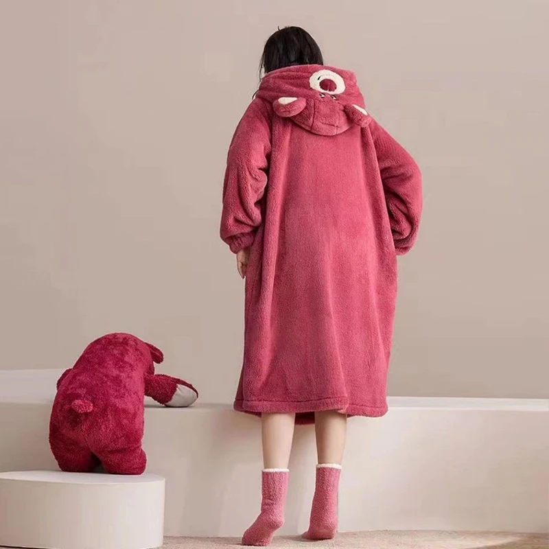 Miniso Marca Lotso Donna Veste Pigiama a maniche lunghe Abbigliamento per la casa da donna Indumenti da notte Camicia da notte con cappuccio