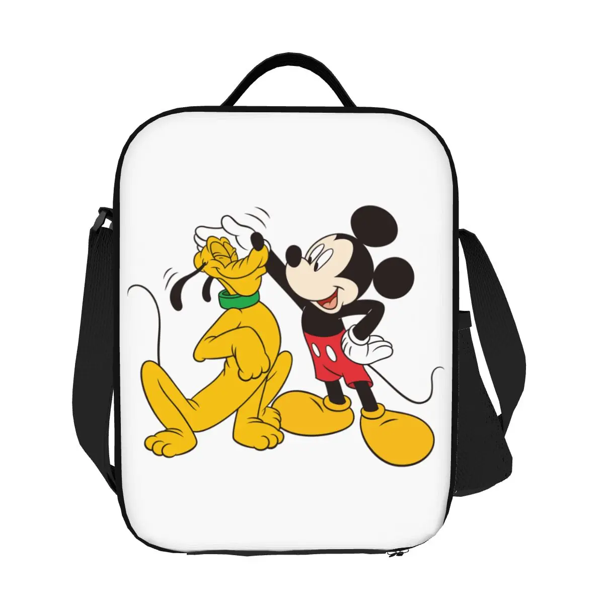 

Custom Minnie Mickey Mouse Cartoon Animation Pluto Insulated Lunch Tote Bag for Women Portable Thermal Cooler Food Bento Box