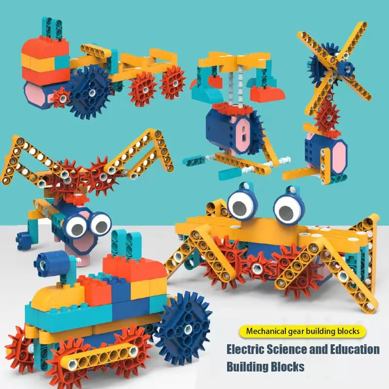 Children's Puzzle Science and Education Parent-child Interaction Electric Mechanical Gear Building Blocks Multifunctional Lar