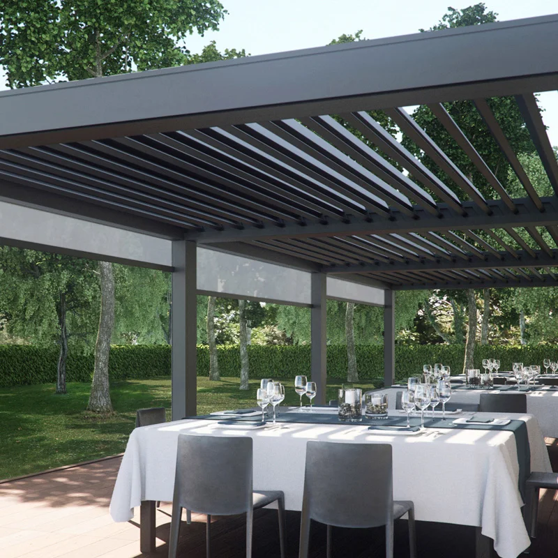 

Motorized Garden Sunshade Folding Automatic WaterProof Louver Shutters Aluminum Pergola
