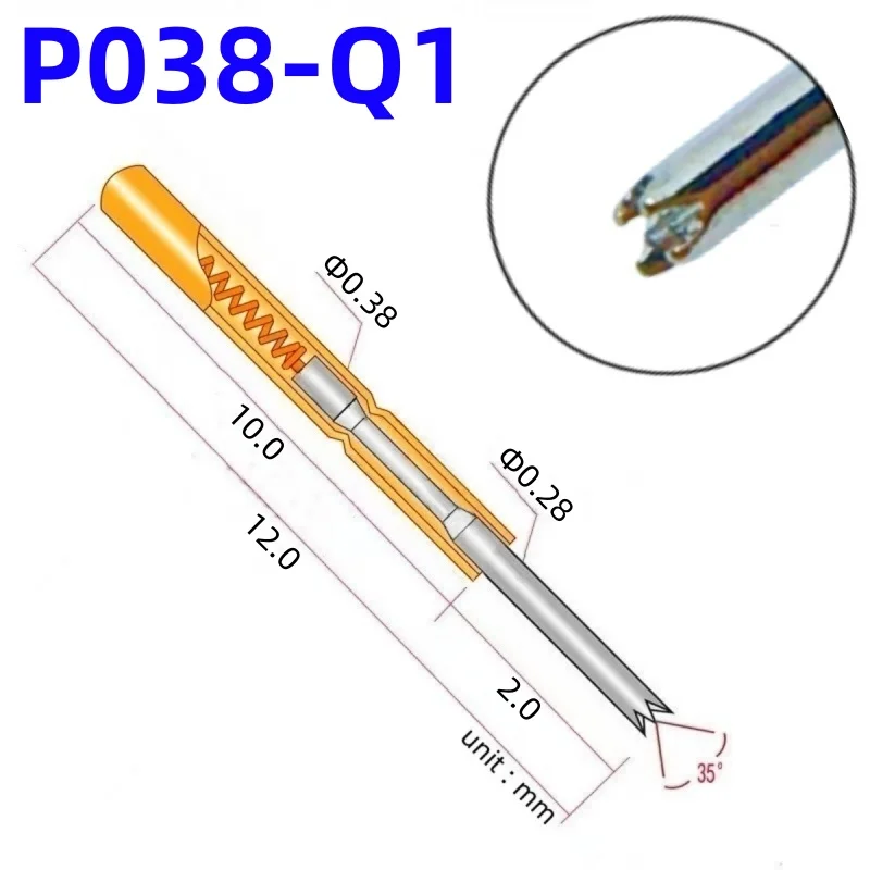 

20/100PCS P038-Q1 Spring Test Probe Test Pin Pogo Pin P038-Q Electric ICT FCT PCB Test Tool 0.38/0.28/12.0mm Needle 4 claws Tip