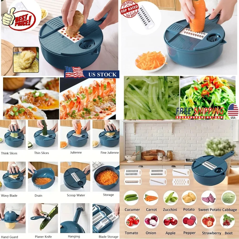

Fruit & Vegetable Tools12 in 1 multifunction vegetable chopper safe mandoline slicer food chopper kitchen gadget automatic