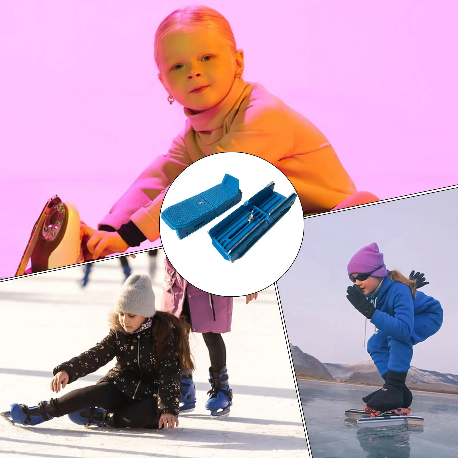 زلاجات ثلجية للأطفال الصغار قابلة للتعديل ومضادة للانزلاق وأشرطة تثبيت للأطفال على الجليد للهوكي والبنات والأولاد والتزلج في الهواء الطلق