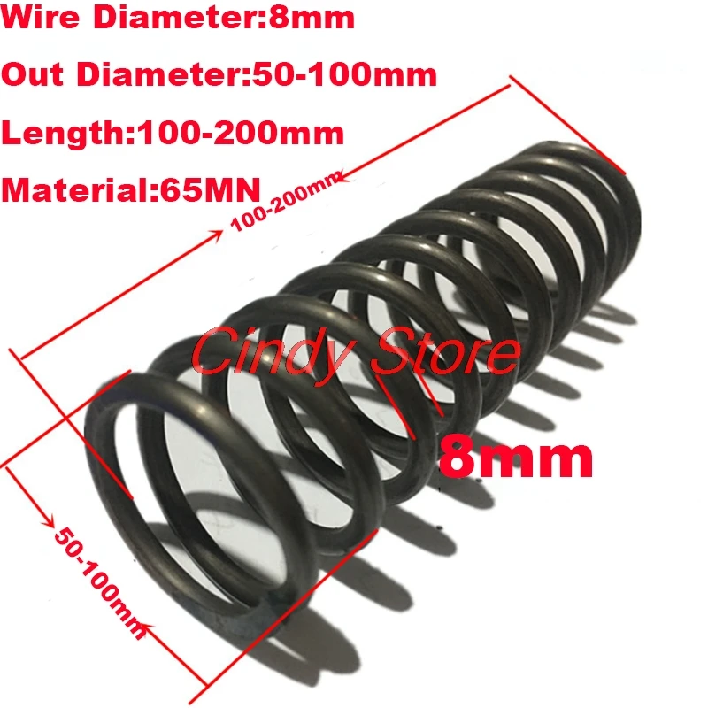 

1PCS Custom Heavy Duty Big Large Coil Compression Spring Pressure Spring,8mm Wire Dia*50-100mm Out Diameter*100-200mm Length