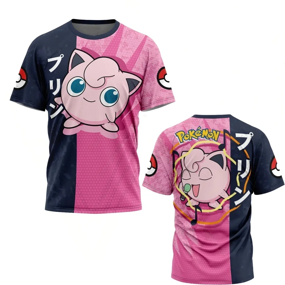 

Anime Pokemon Cool T-Shirt Vigglypuff Cosplay Y2k Men's Boys Summer Casual Cartoon Clothes Uniform Gift Toy Print Short Sleeve