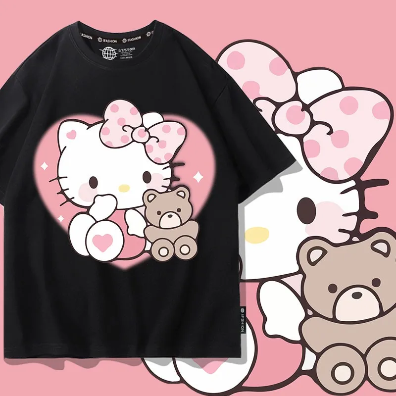 

Love Sanrio Joint T-shirt Women Short Sleeve Laurel Dog Kulomi Hello Kitty Melody Japanese Loose Clothes