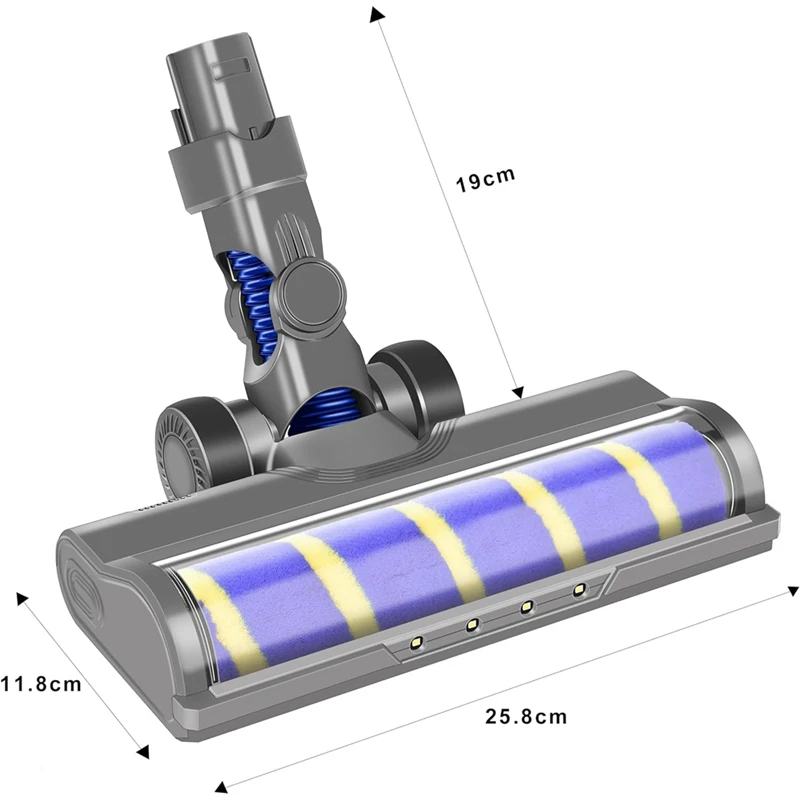 Electric Motor Brush Turbo For Dyson V6 DC62 DC58 Brush Roll With Soft Bristle For Parquet Tiles With LED Light Easy Install