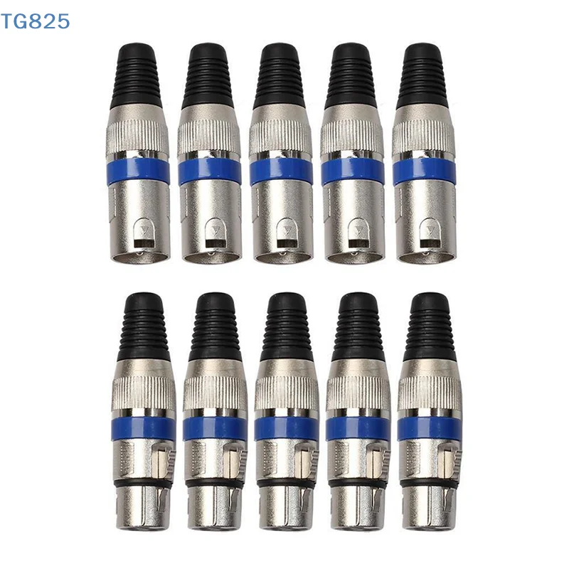 【AN】【AN】10Pcs XLR 3Pin Male & Female MIC Jack Plug Audio Microphone Wire Cable Connector