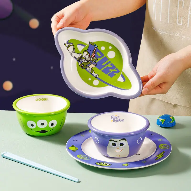 Disney Buzz Lightyear Alien animation periferiche creative cartoon cute piatto da pranzo in ceramica a forma speciale ciotola per spaghetti di riso