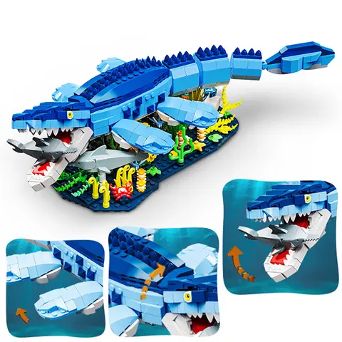 787PCS Jurassic Dinosaur Bricks Animal Park Deep Sea Dinosaur Mosasaurus Model Building Blocks Toys For Children Gifts Toy Brick