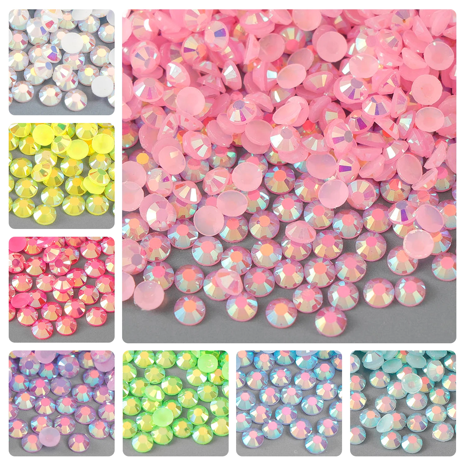 3-4mm AB Jelly Resin Nail Rhinestones Round Flatback Glittler Strass Stones Nail Charms Accessories DIY 3D Nail Art Decoration