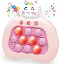 Quick Push Pop Fidget Toys, Light Up Fidget Toy Electric Pop Bubble Game Controller Handheld Toys Birthday for Kids Girls