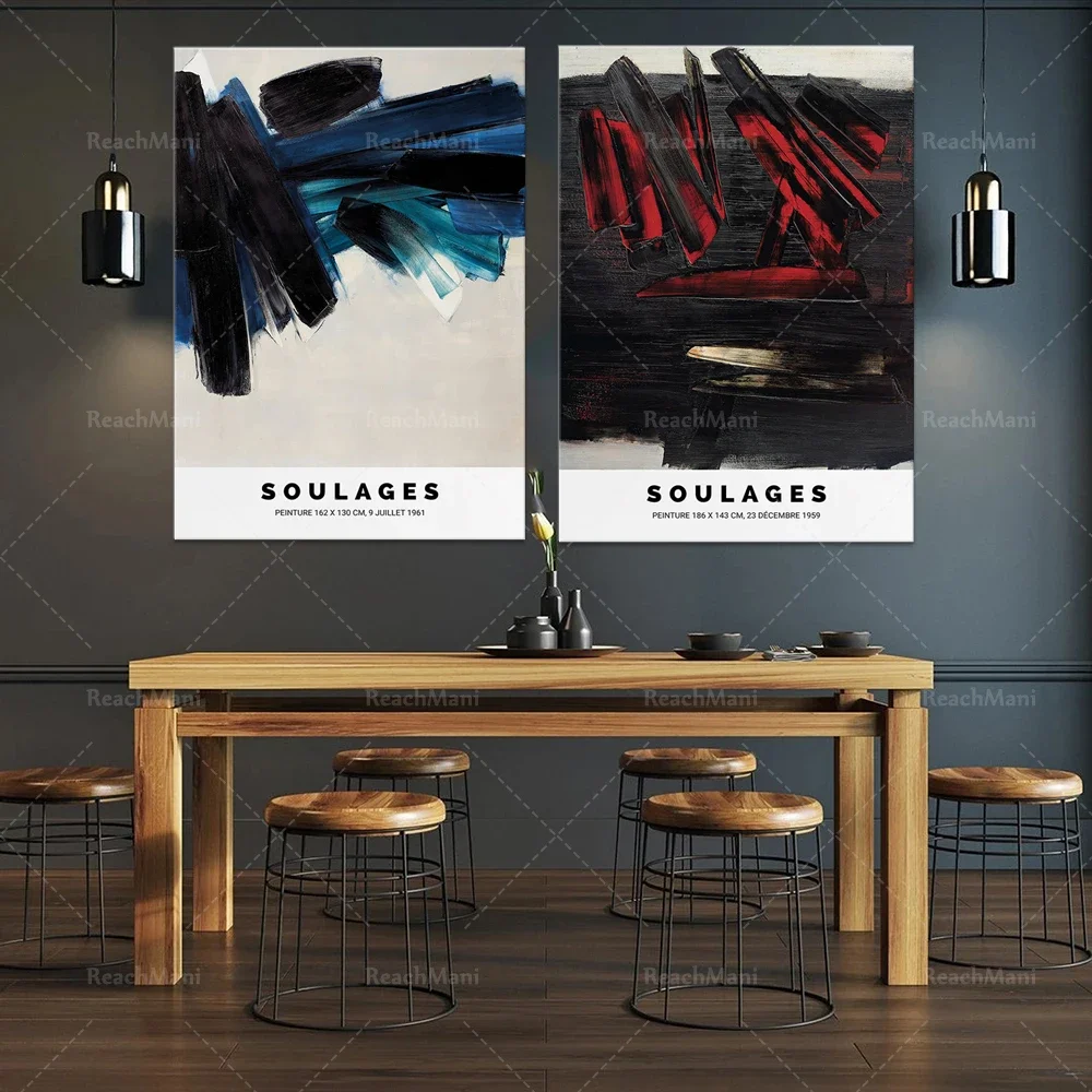 Soulages Poster, 1961 | Pierre Soulages, Modern Poster, Blue Abstract Art, Soulages Exhibition Poster, Wall Decor Print, High Qu