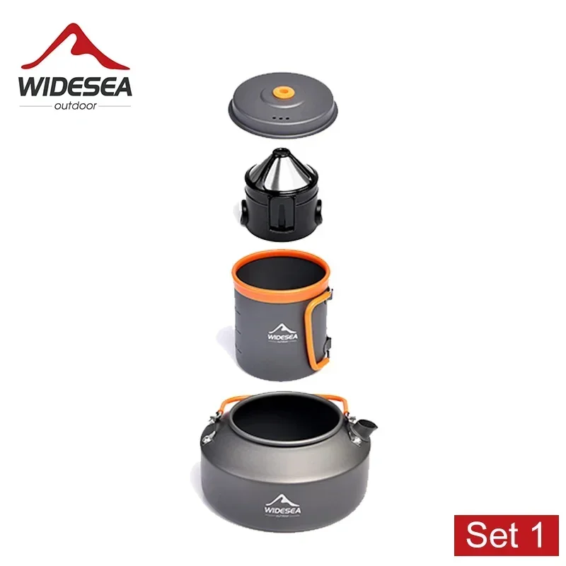 Widesea Camping Kettle Coffee Pot Set Outdoor Tableware Mug  Cooking Teapot  Portable Filter Rack Spring Cup Filter Funnel