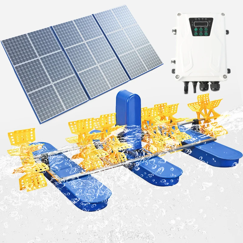 

Solar Water Oxygenator Aerator Solar Powered Fish Pond Paddle Wheel Aerator